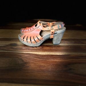 Dansko Randy orange heeled sandals